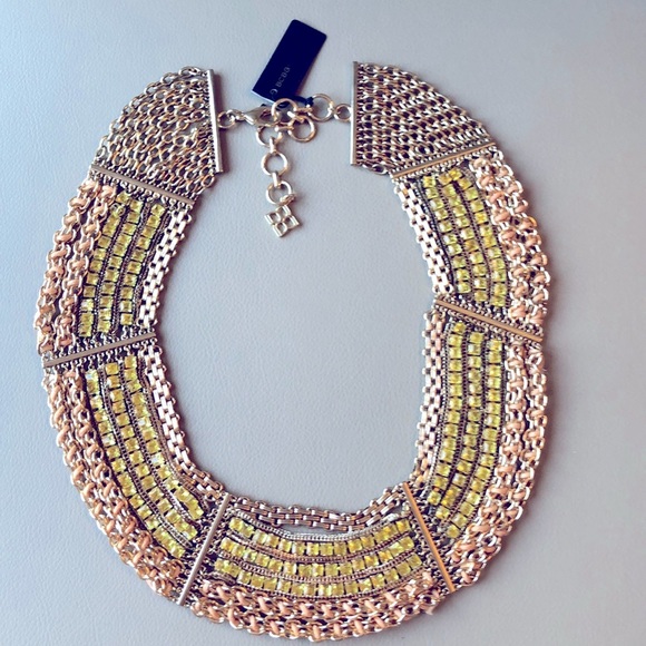 BCBG MAXAZRIA CORDED CHAIN & GLASS STONE NECKLACE - Picture 1 of 5